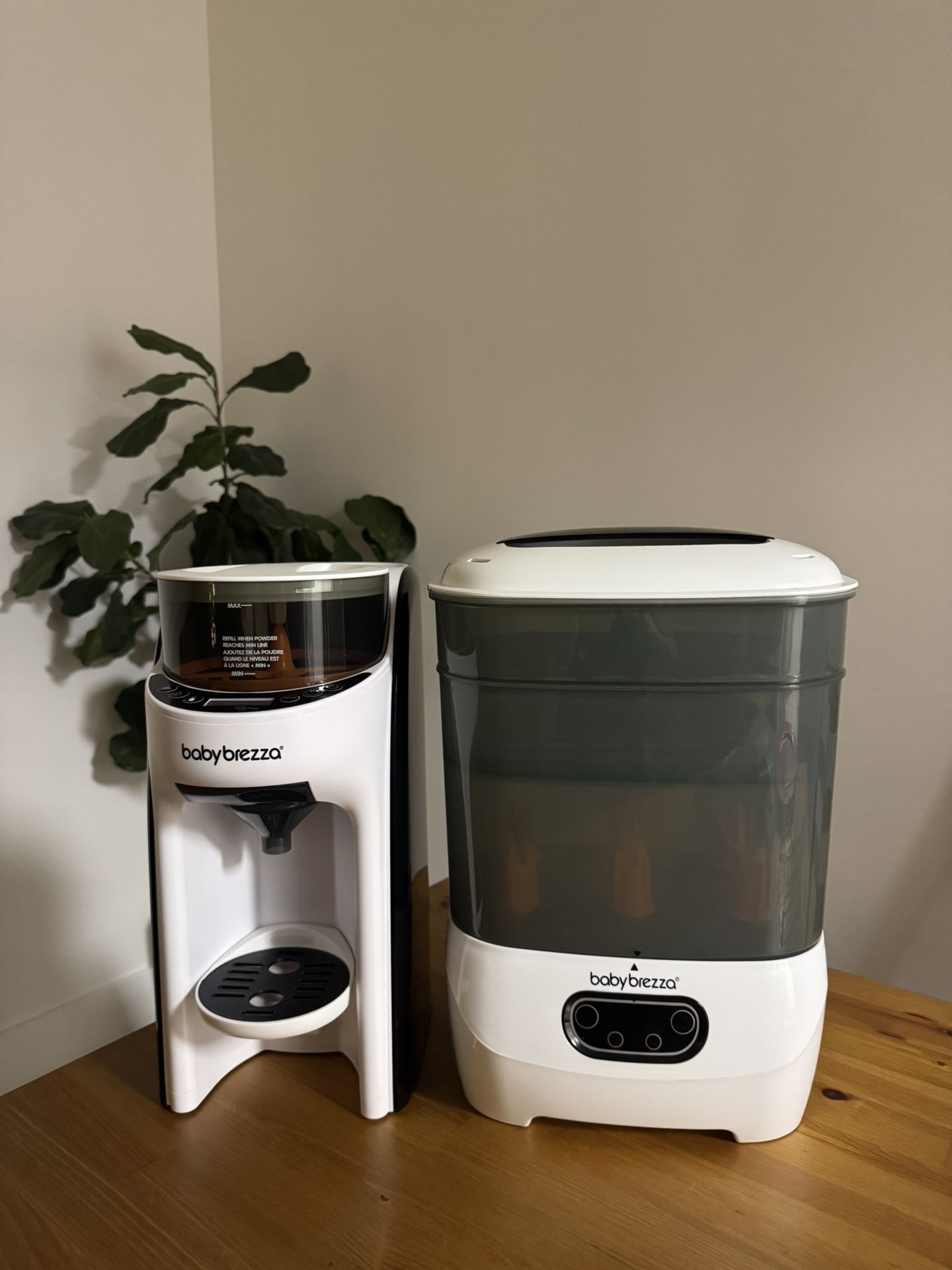 Baby Brezza Formula Pro and bottle sterilizer