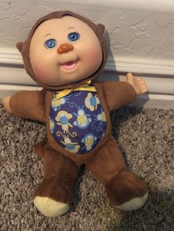 Cabbage Patch Kids plush monkey doll with blue eyes - very rare and cute!