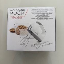 Brand New Wolfgang Puck 250W 5-Speed Hand Mixer (NEW) w/ Storage Case + Attachments