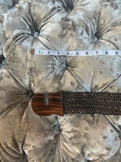Vintage Boho Beaded Stretch Wide Waist Belt Carved Wood Buckle 33 In