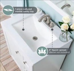 Shop Glacier Bay
Bannister 25 in. Single Sink White Bath Vanity with Granite-Look Colorpoint White Cultured Marble Top (Assembled)