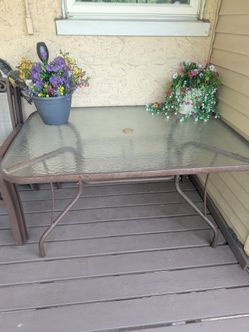 Outdoor Patio Table with Glass Top