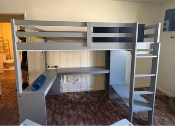 Bed frame with desk