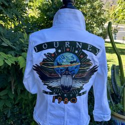 Women's White Stretch Denim Lee Riders Vintage Journey Jean  Jacket-M