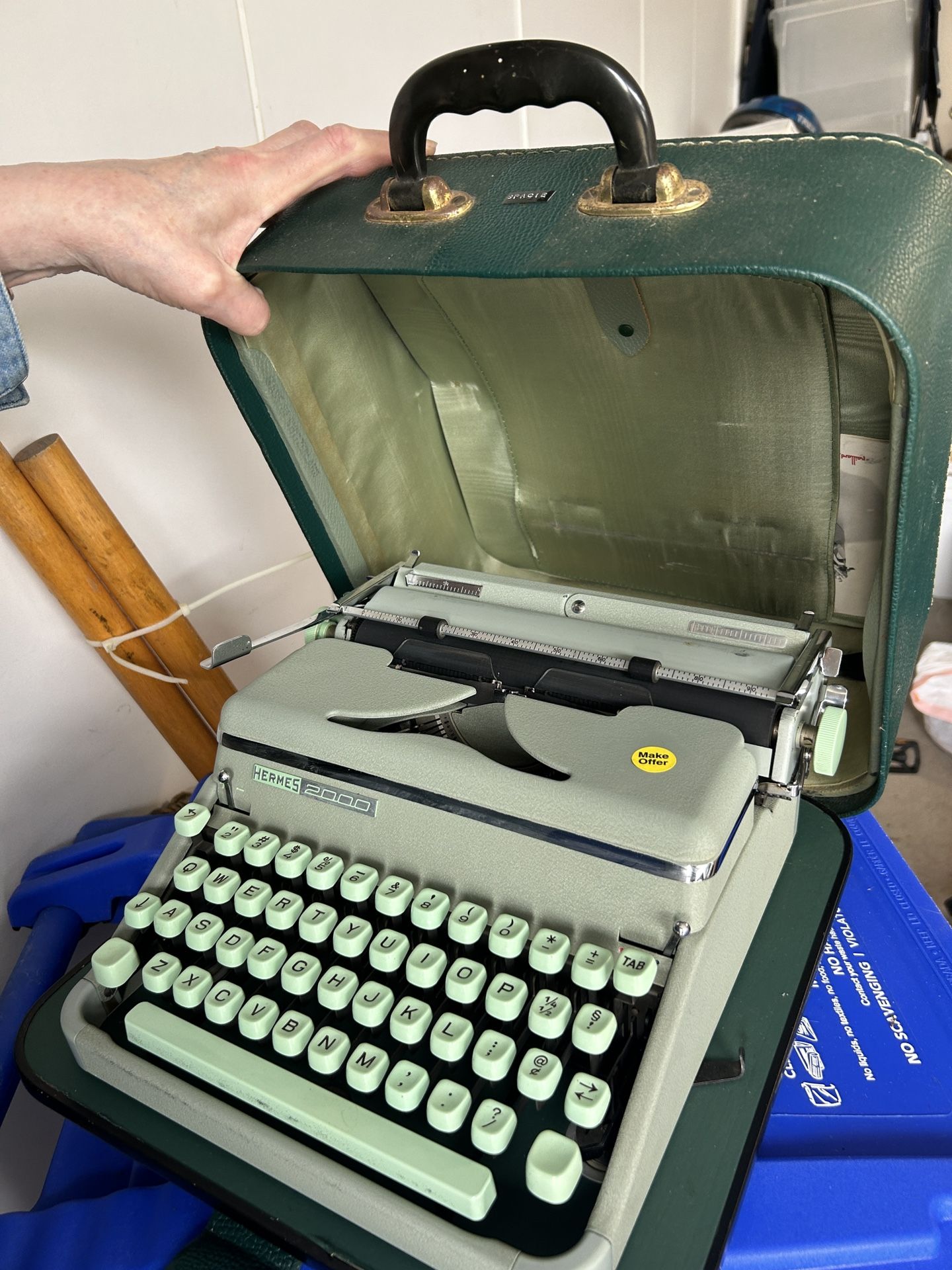 Hermes 2000 Sea Foam Green Swiss Type Writer Works Great