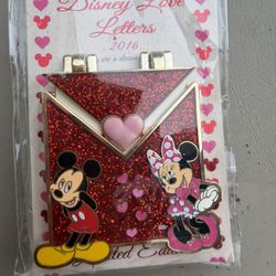 Disney Love Letters of the Month Minnie & Mickey Movable 3-D Slider Pin LE 3000
