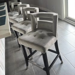 4 Grey Velvet Barstools Best Price 