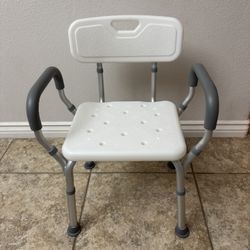 Shower Chair with Back & Padded Arms - Adjustable Height Bath Seat  - Lightweigh