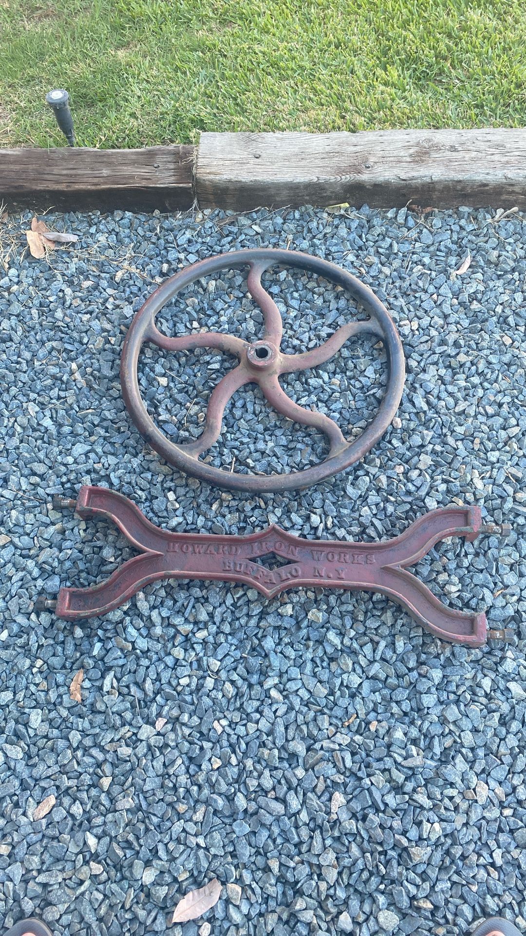 Cast Iron Vintage Industrial Paper Cutter Bracket And Wheel