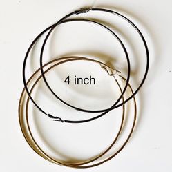 Large 4inch Gold or Silver Hoops