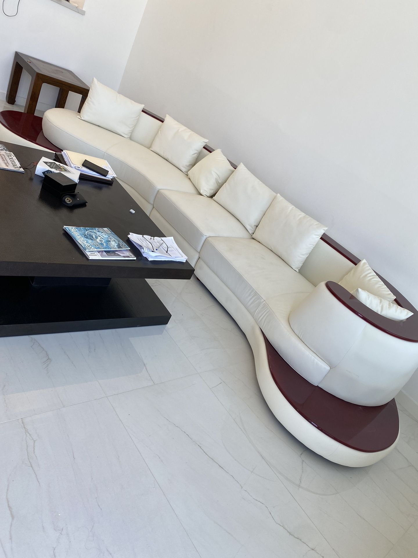 White Leather Modern Couch