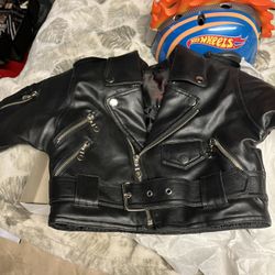 2t Kids Leather Jacket/ Hot Wheels Kids Helmet