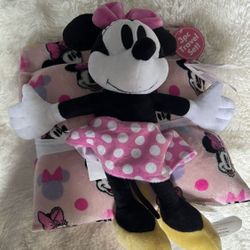 Brand New Minnie Mouse 3 Pcs Set  ( Pillow, Blanket , Plush )