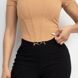 Corset Short Sleeve Crop Top 