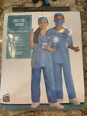 NEW In Package Kids Youth 12-14 Large Doctor/Nurse Halloween Costume 5 Pc Set