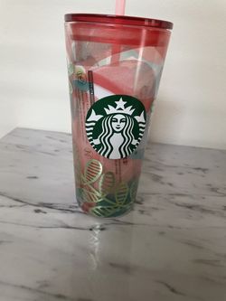 Starbucks Glass Metallic Floral