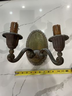 Set  Of Two Antique Bronze Wall Lamps 