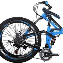 26” Full Suspension Mountain Bike 21 Speed Folding Bicycle Men or Women MTB

