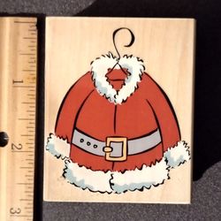 Christmas Santa Claus Santa's Coat Jacket Hero Arts Wood Mounted Rubber Stamp Art Vintage Collectible A-1