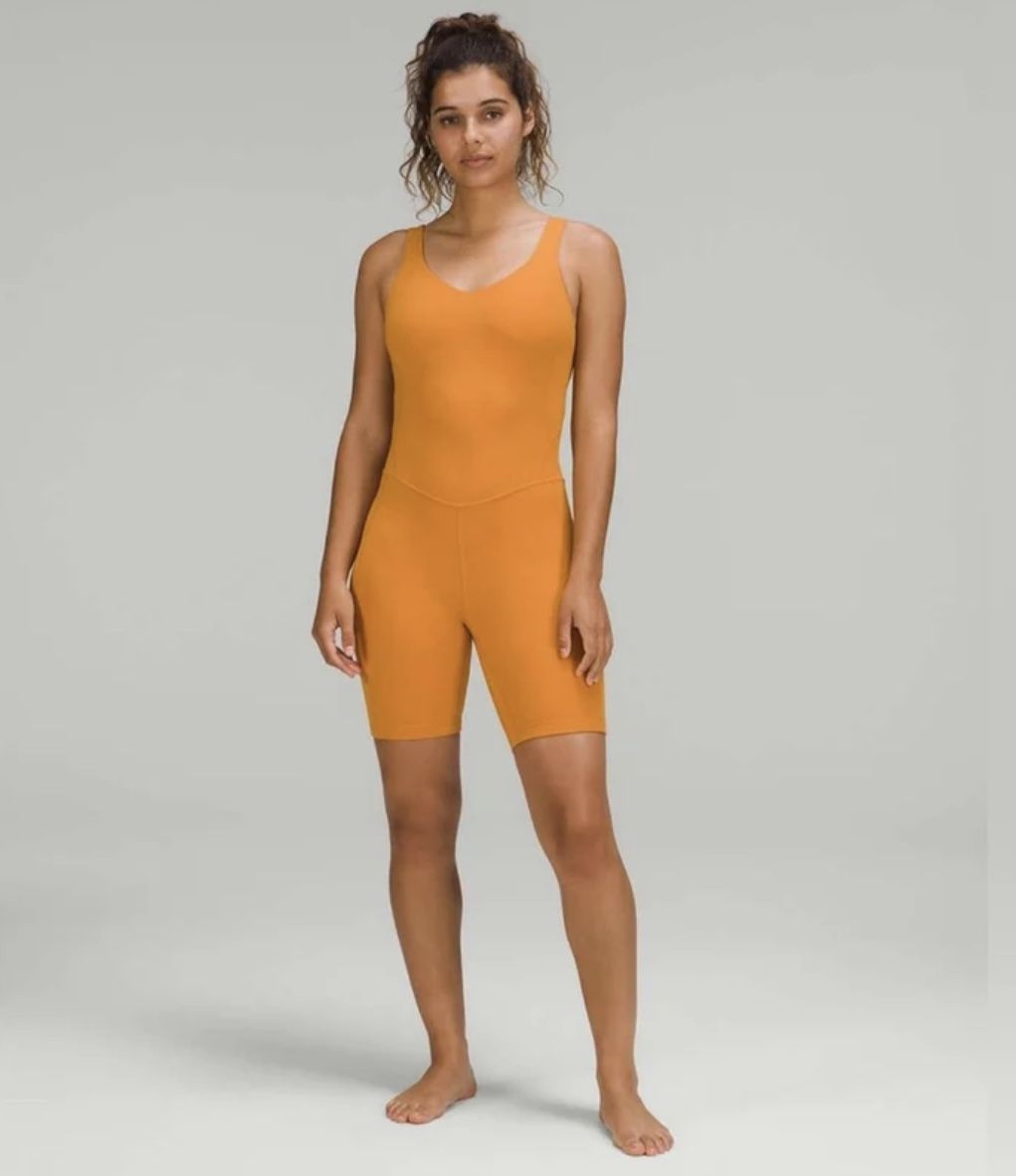 The LULULEMON Align Bodysuit Romper in Autumn Orange
