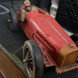 Vintage Bugatti Racing Sport Car 1920's Resin With Driver 20" Length