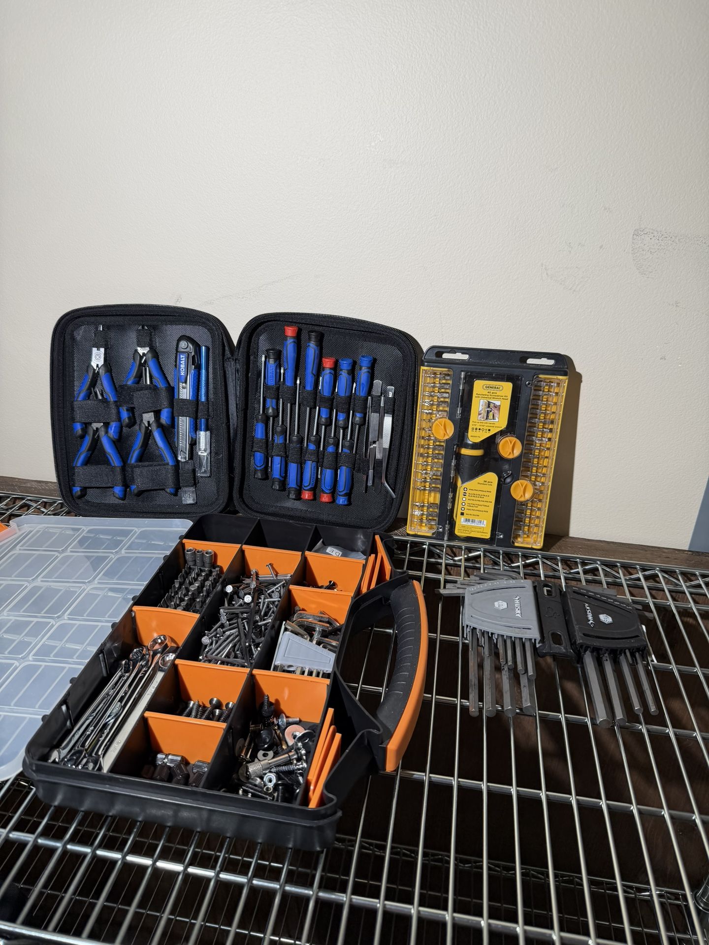 Large Tool Lot – Kobalt Precision Kit, General Ratcheting Screwdriver, Husky Hex Keys