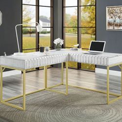Brand New Antique White Transitional Style Corner Desk