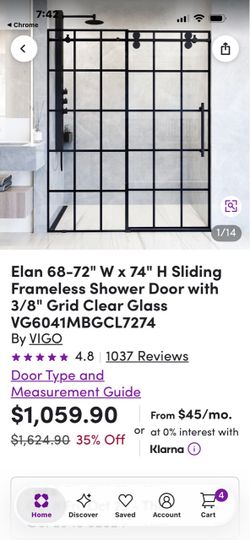 FELYL 72 W × 72" H Single Sliding Framed Shower Door with Heat Soaking Process and Protective Coating Clear Glass - Black