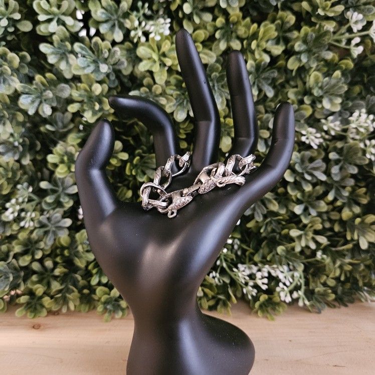 Vintage Monet 1970s Milano Silver Chain Charm Bracelet (No Charms Included)