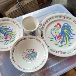 Century Stoneware Sunrise Rooster Dishes 