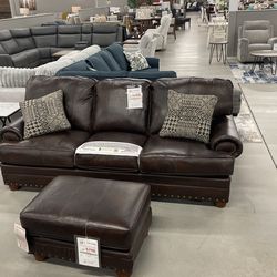Leather Sofa And Ottoman 