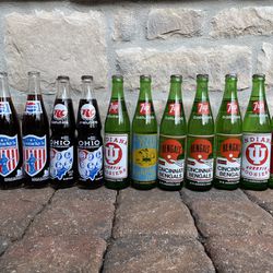 Vintage Soda Bottles RC Cola, Pepsi-Cols, 7Up 