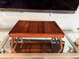 Portable Bed Tray, Foldable, Wood, Brown. Made in Indonesia