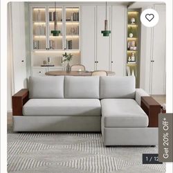L Shaped Couch (Grey, 87in)