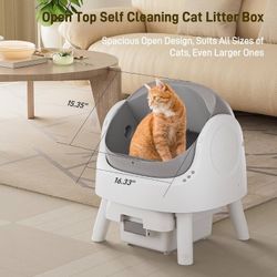 Like New Self Cleaning Litter Box, Automatic Open Top Cat Litter Box White
