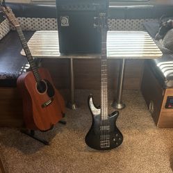Schecter Deluxe 4 Bass And Ampeg BA-108 Combo Amp