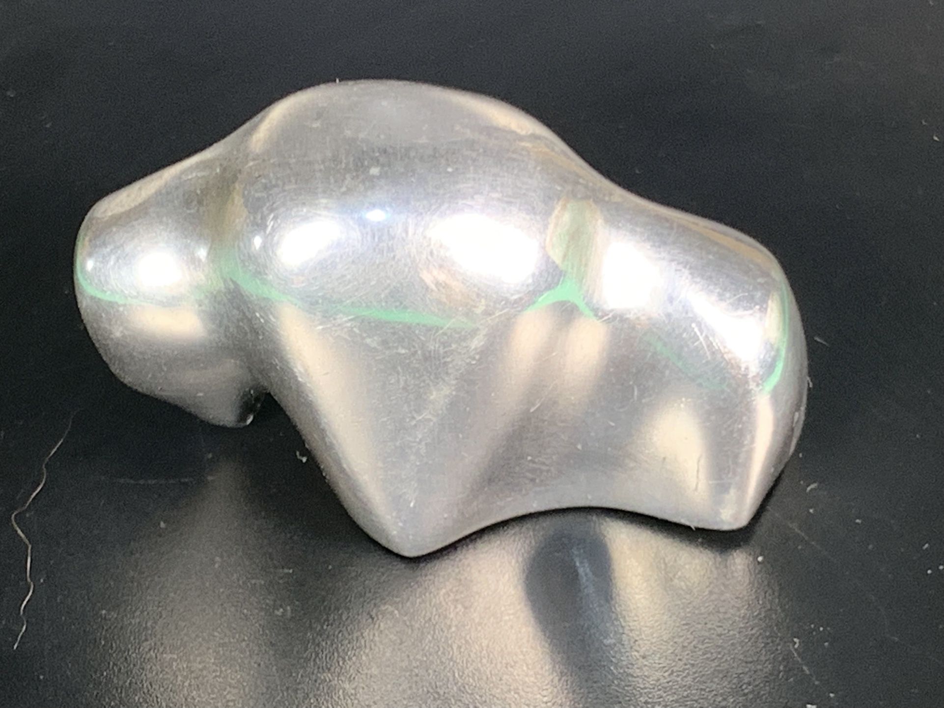 Artist Hoselton Signed Aluminum Bison Buffalo Sculpture Vintage Figurine Canada