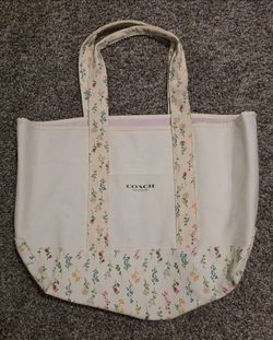 Coach Fragrance Floral Canvas Tote Bag Ivory Wildflower NWOT
