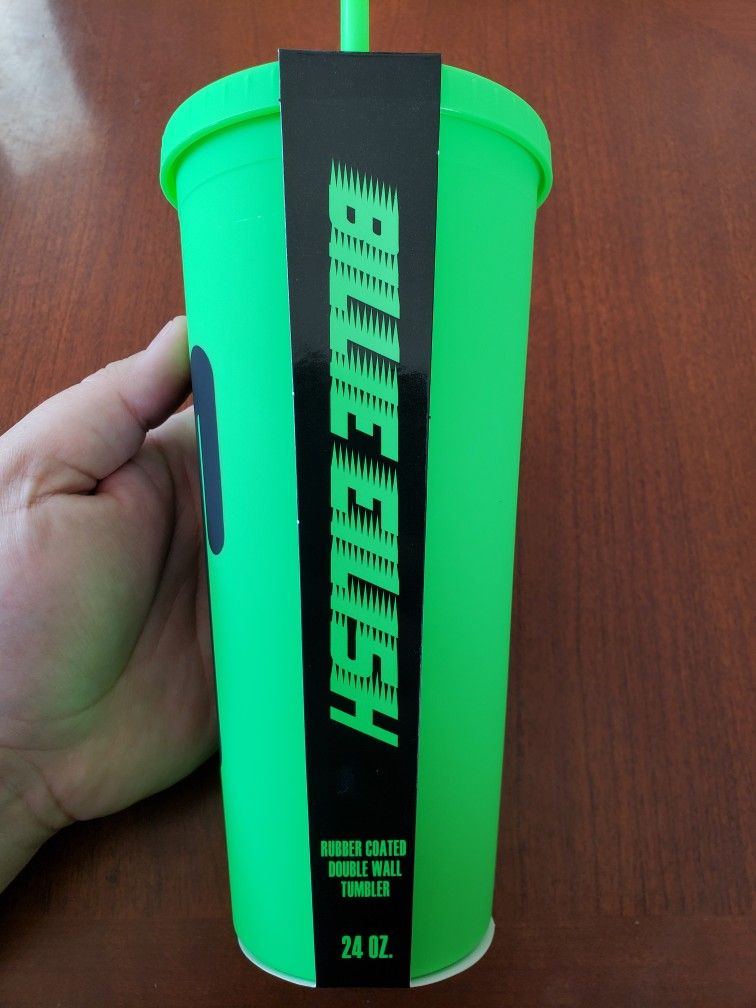 Billie Eilish Green Black Water Bottle Tumbler Cup 24oz.