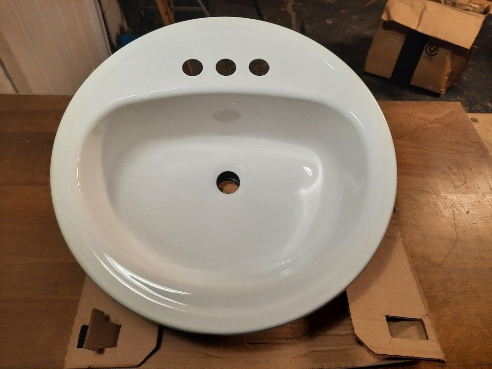 Bootz Industries 19" round enameled steel lavatory drop in sink (new/open box) Product # 021-2437-00