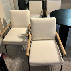 4 Lewes Wood Arm Upholstered Dining Chair with Metal Legs - Threshold