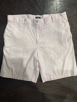 IZOD Men's Newport Oxford Flat Front Shorts in Light Pink Sz 38