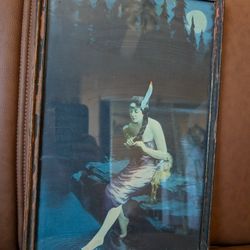 Antique 1919 Framed Indian Maiden Print by James Arthur - Minnehaha