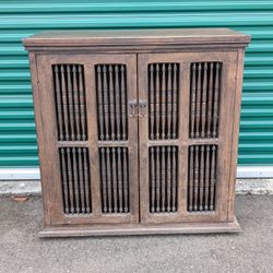 Vintage Mexican Hacienda Style Jail Bar Spindle Old World Farmhouse Cabinet