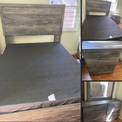 Queen Size Platform Bed , Dresser , And  Nightstand.