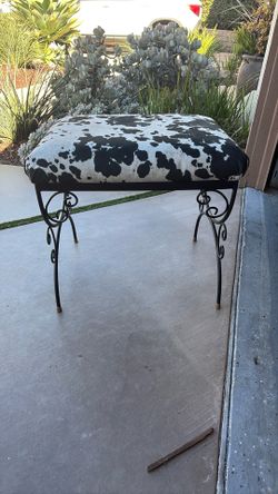 Ottoman/Vanity Table Chair Upholstered Cow Print
