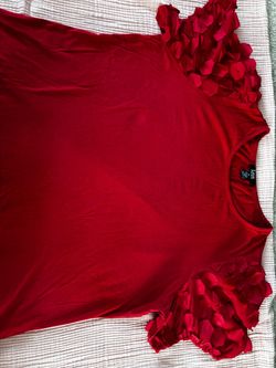 Red Top with Petal Ruffle Sleeves