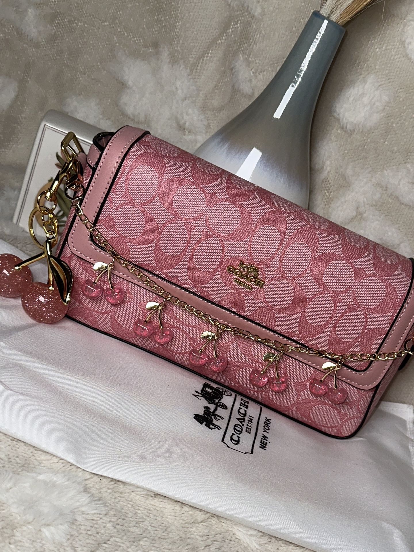 Elegant Pink Cherry Crossbody Bag – Stylish and Trendy