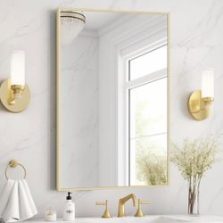 Gold Mirror for Bathroom 20 x 30 Inch Rectangular 