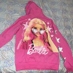 New Medium Pink Womens Barbie Jacket Sweatshirt Zip Up Wear To The Movie